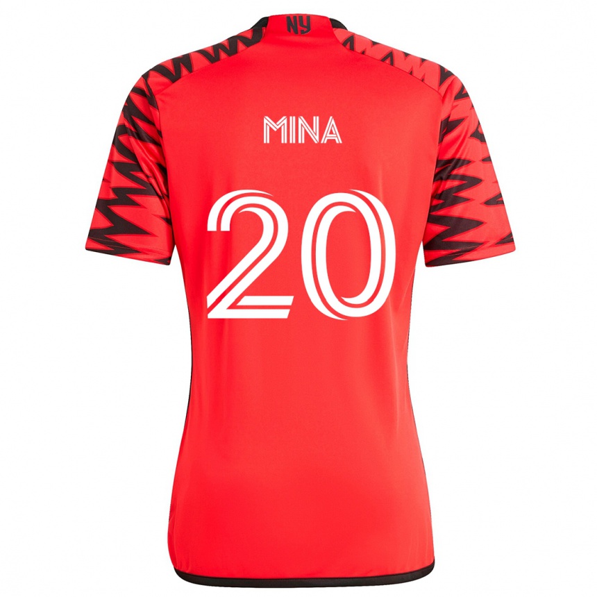 Niño Fútbol Camiseta Juan Mina #20 Rojo Negro Blanco 2ª Equipación 2024/25 Perú