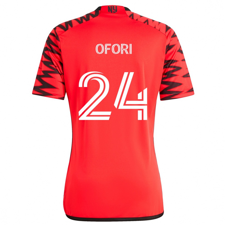 Niño Fútbol Camiseta Curtis Ofori #24 Rojo Negro Blanco 2ª Equipación 2024/25 Perú