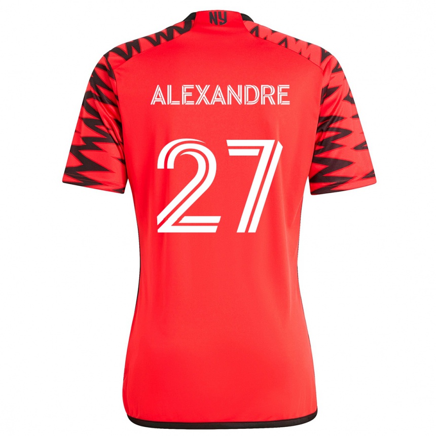 Niño Fútbol Camiseta Davi Alexandre #27 Rojo Negro Blanco 2ª Equipación 2024/25 Perú