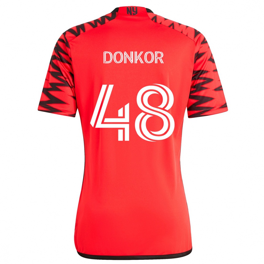 Niño Fútbol Camiseta Ronald Donkor #48 Rojo Negro Blanco 2ª Equipación 2024/25 Perú