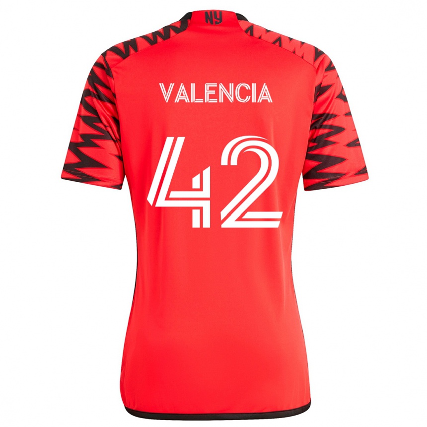 Niño Fútbol Camiseta Omar Valencia #42 Rojo Negro Blanco 2ª Equipación 2024/25 Perú