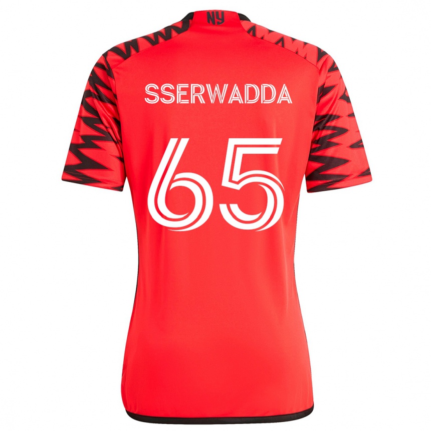 Niño Fútbol Camiseta Steven Sserwadda #65 Rojo Negro Blanco 2ª Equipación 2024/25 Perú