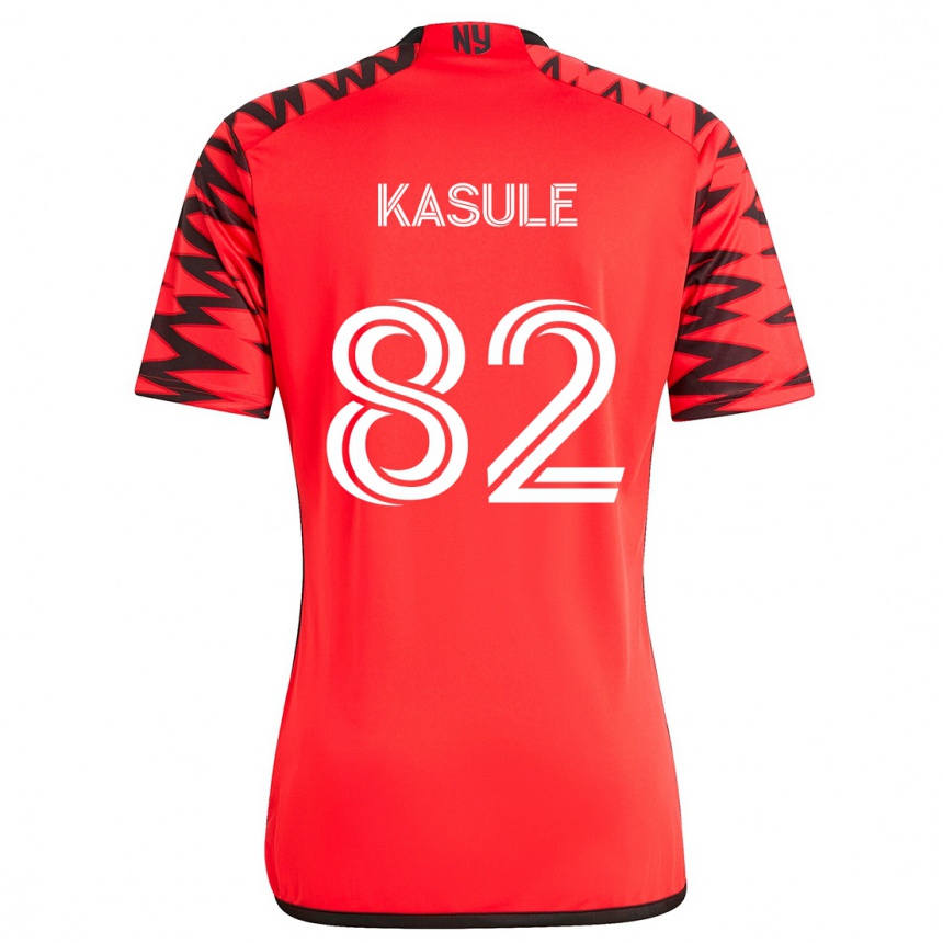 Niño Fútbol Camiseta Ibrahim Kasule #82 Rojo Negro Blanco 2ª Equipación 2024/25 Perú