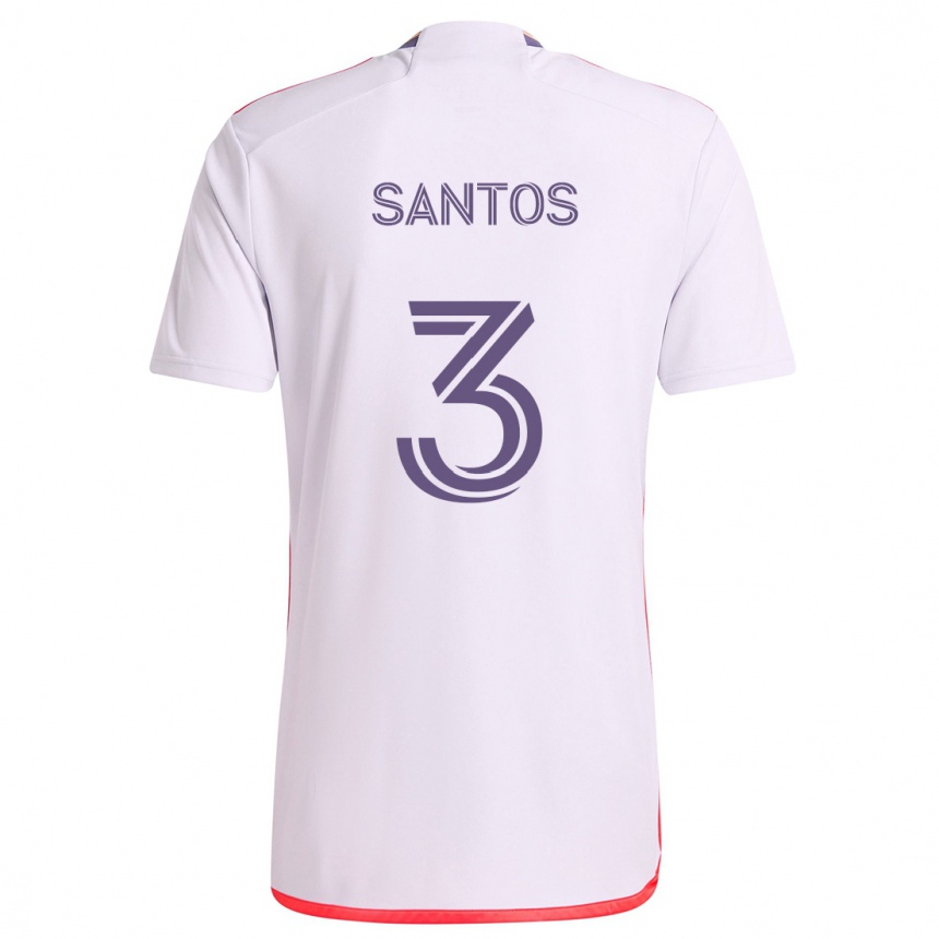 Niño Fútbol Camiseta Rafael Santos #3 Blanco Rojo Púrpura 2ª Equipación 2024/25 Perú