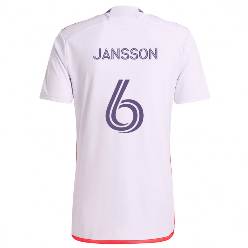 Niño Fútbol Camiseta Robin Jansson #6 Blanco Rojo Púrpura 2ª Equipación 2024/25 Perú