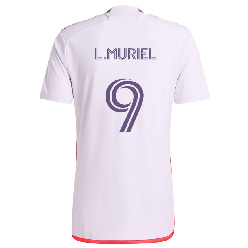 Niño Fútbol Camiseta Luis Muriel #9 Blanco Rojo Púrpura 2ª Equipación 2024/25 Perú