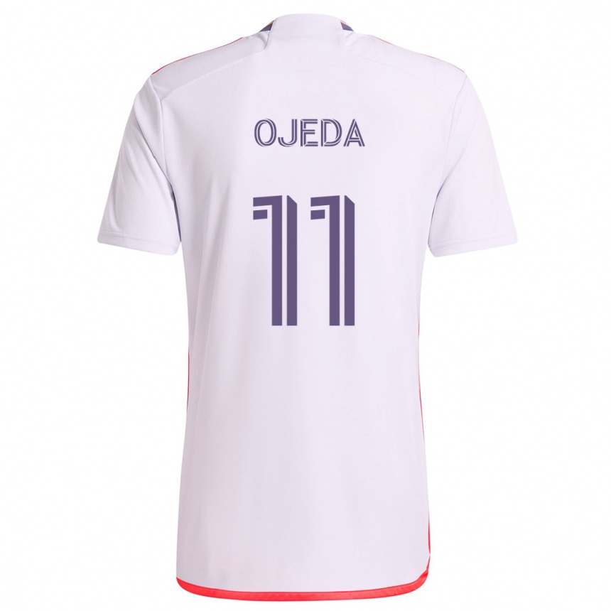 Niño Fútbol Camiseta Martín Ojeda #11 Blanco Rojo Púrpura 2ª Equipación 2024/25 Perú