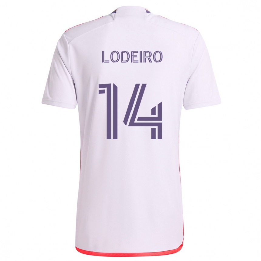 Niño Fútbol Camiseta Nicolás Lodeiro #14 Blanco Rojo Púrpura 2ª Equipación 2024/25 Perú