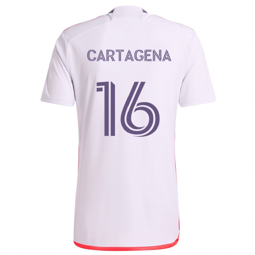 Niño Fútbol Camiseta Wilder Cartagena #16 Blanco Rojo Púrpura 2ª Equipación 2024/25 Perú