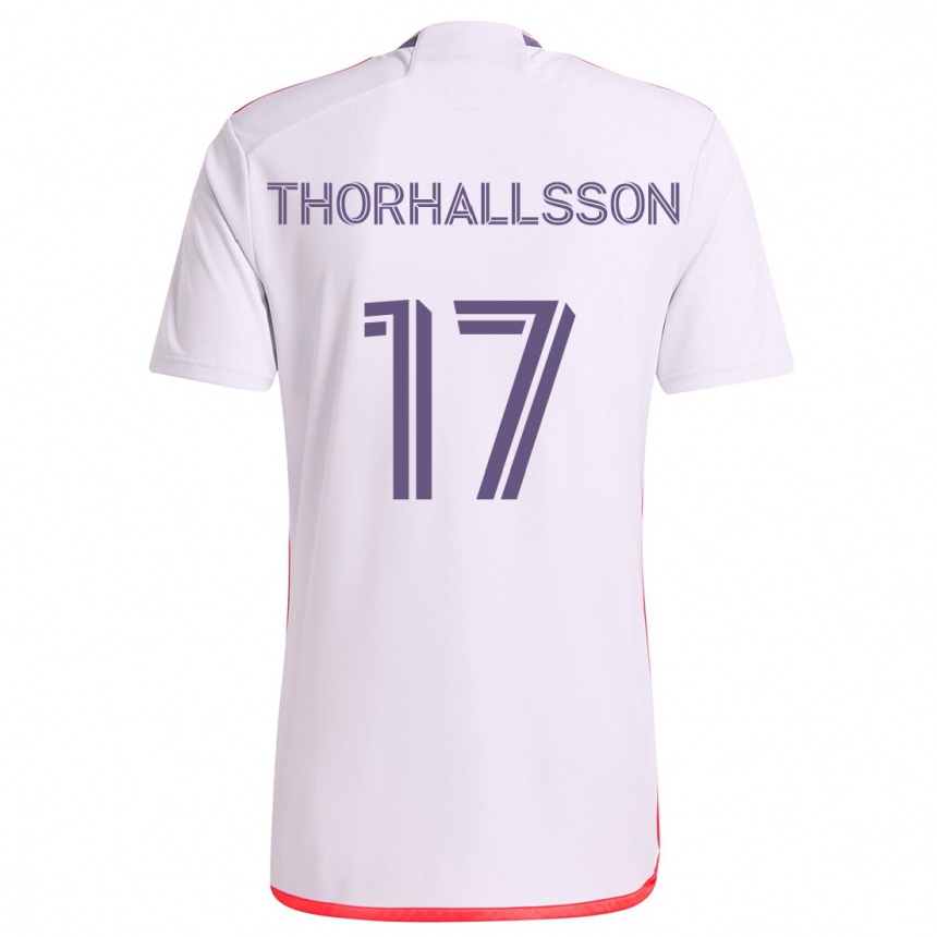 Niño Fútbol Camiseta Dagur Dan Thórhallsson #17 Blanco Rojo Púrpura 2ª Equipación 2024/25 Perú