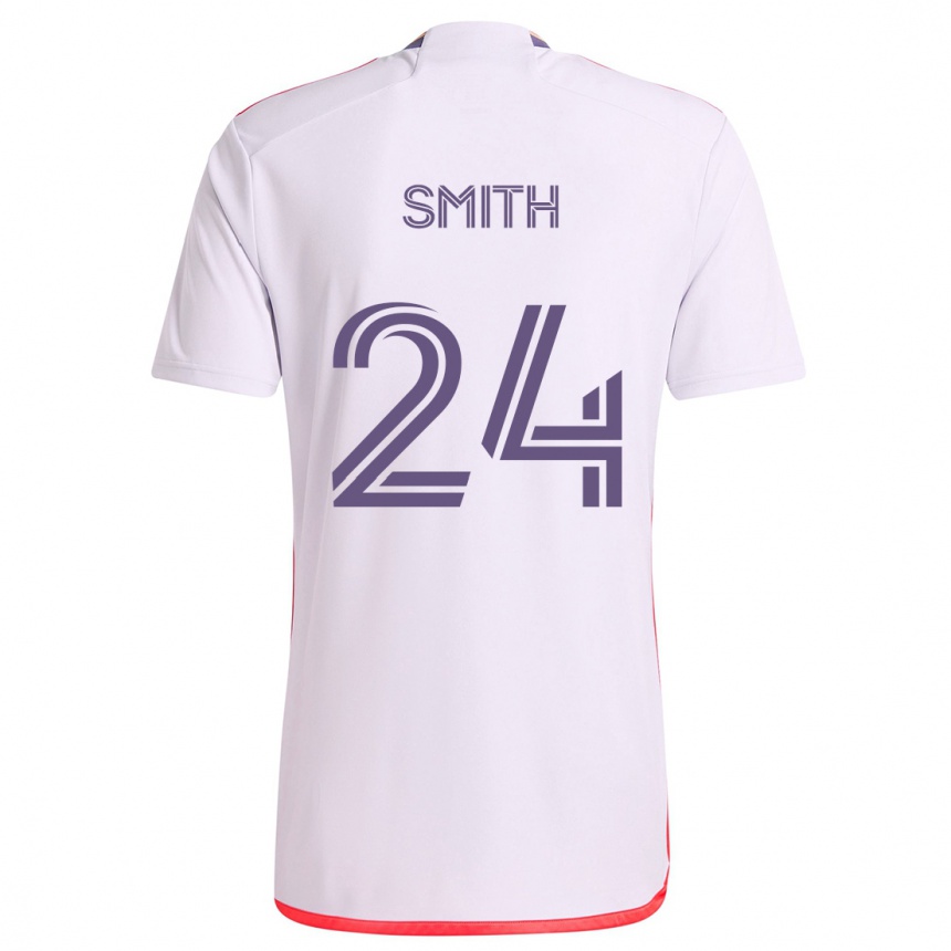 Niño Fútbol Camiseta Kyle Smith #24 Blanco Rojo Púrpura 2ª Equipación 2024/25 Perú