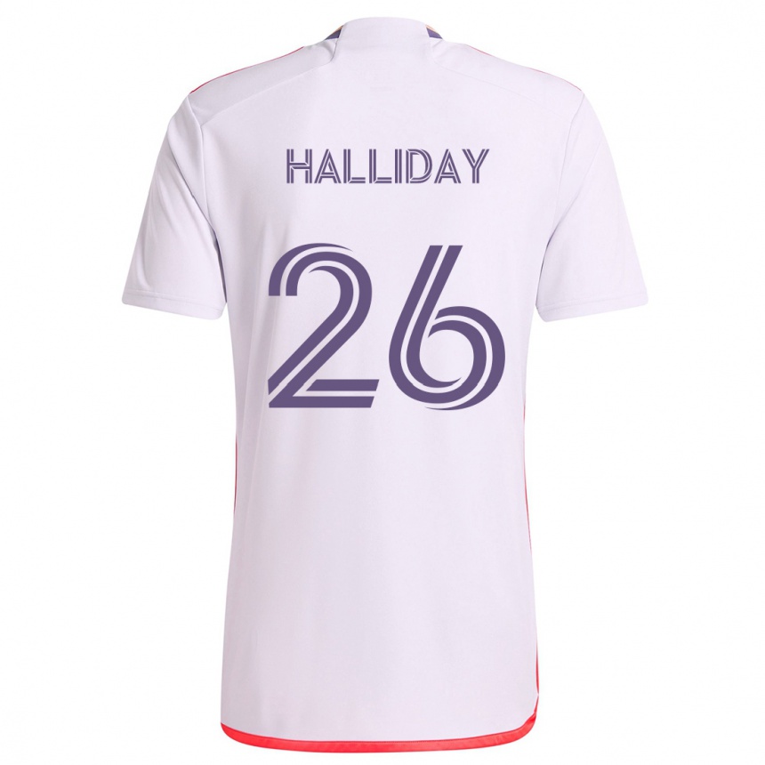 Niño Fútbol Camiseta Michael Halliday #26 Blanco Rojo Púrpura 2ª Equipación 2024/25 Perú