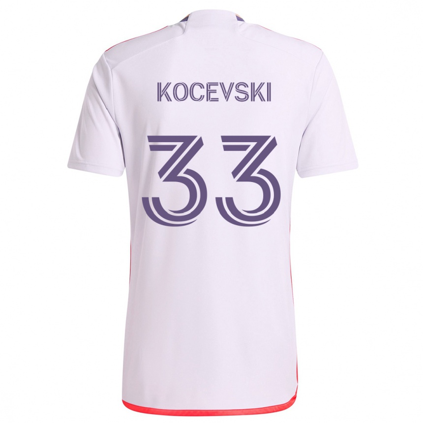 Niño Fútbol Camiseta Jeorgio Kocevski #33 Blanco Rojo Púrpura 2ª Equipación 2024/25 Perú