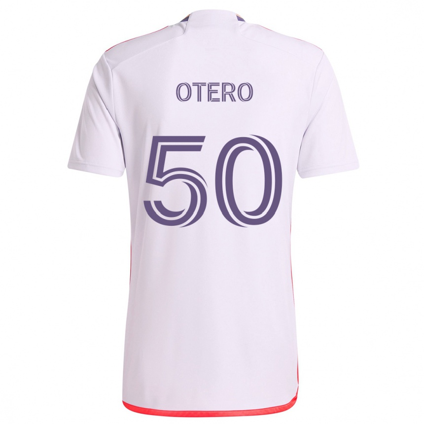 Niño Fútbol Camiseta Javier Otero #50 Blanco Rojo Púrpura 2ª Equipación 2024/25 Perú