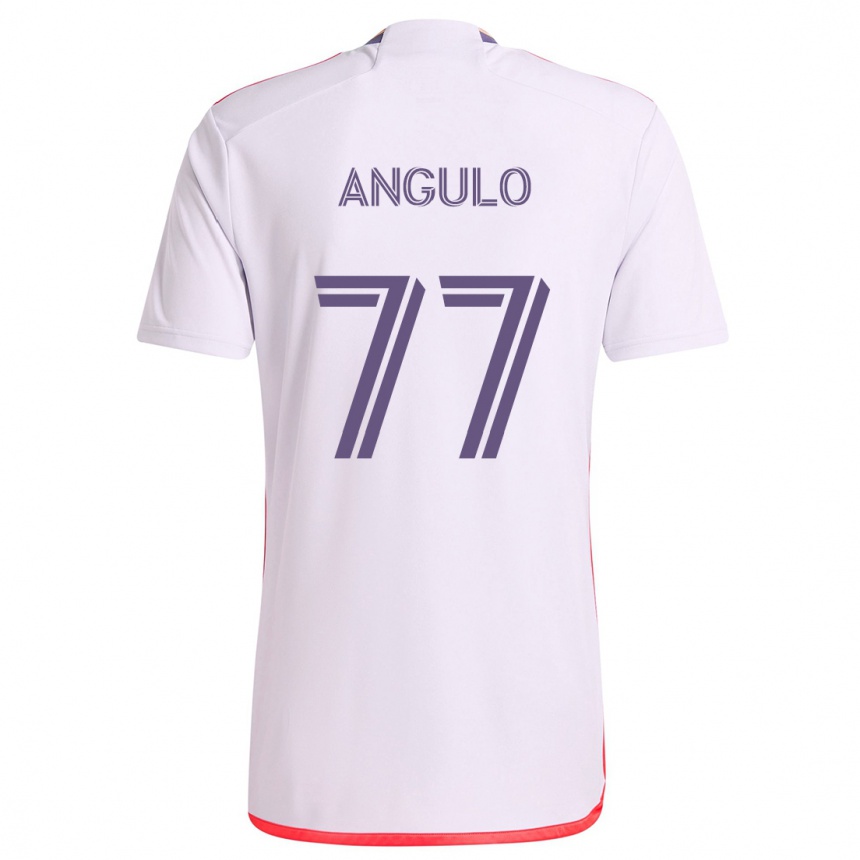 Niño Fútbol Camiseta Iván Angulo #77 Blanco Rojo Púrpura 2ª Equipación 2024/25 Perú