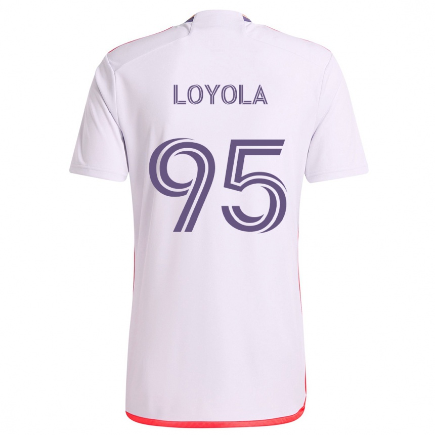 Niño Fútbol Camiseta Favian Loyola #95 Blanco Rojo Púrpura 2ª Equipación 2024/25 Perú