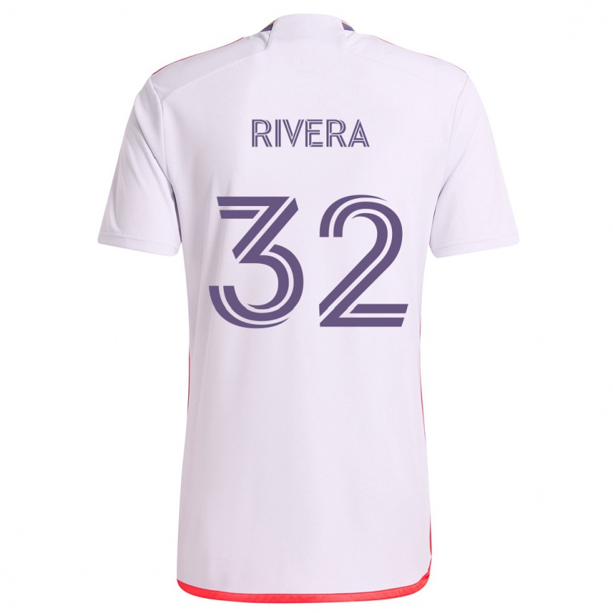 Niño Fútbol Camiseta Wilfredo Rivera #32 Blanco Rojo Púrpura 2ª Equipación 2024/25 Perú