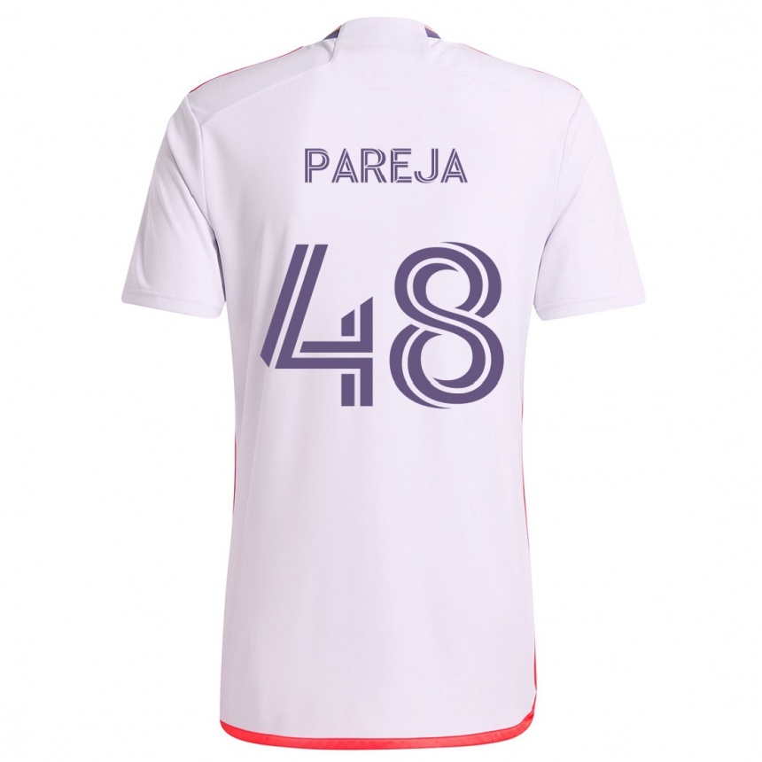 Niño Fútbol Camiseta Diego Pareja #48 Blanco Rojo Púrpura 2ª Equipación 2024/25 Perú