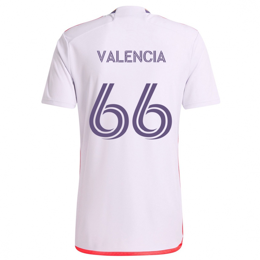 Niño Fútbol Camiseta Yeiler Valencia #66 Blanco Rojo Púrpura 2ª Equipación 2024/25 Perú