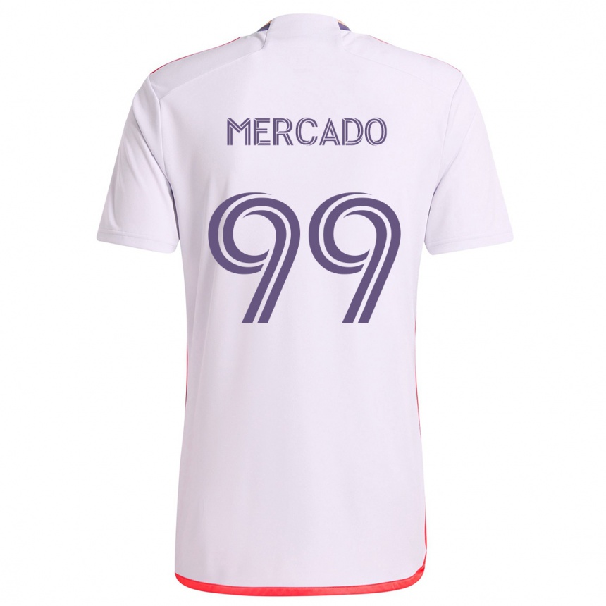 Niño Fútbol Camiseta Carlos Mercado #99 Blanco Rojo Púrpura 2ª Equipación 2024/25 Perú