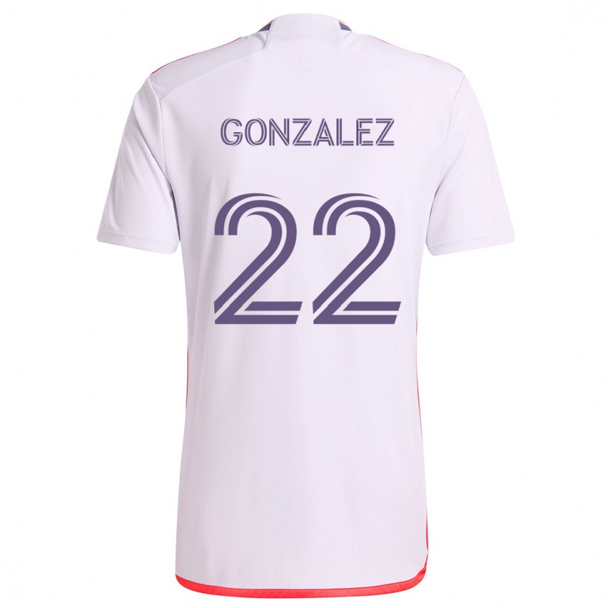 Niño Fútbol Camiseta Gastón González #22 Blanco Rojo Púrpura 2ª Equipación 2024/25 Perú