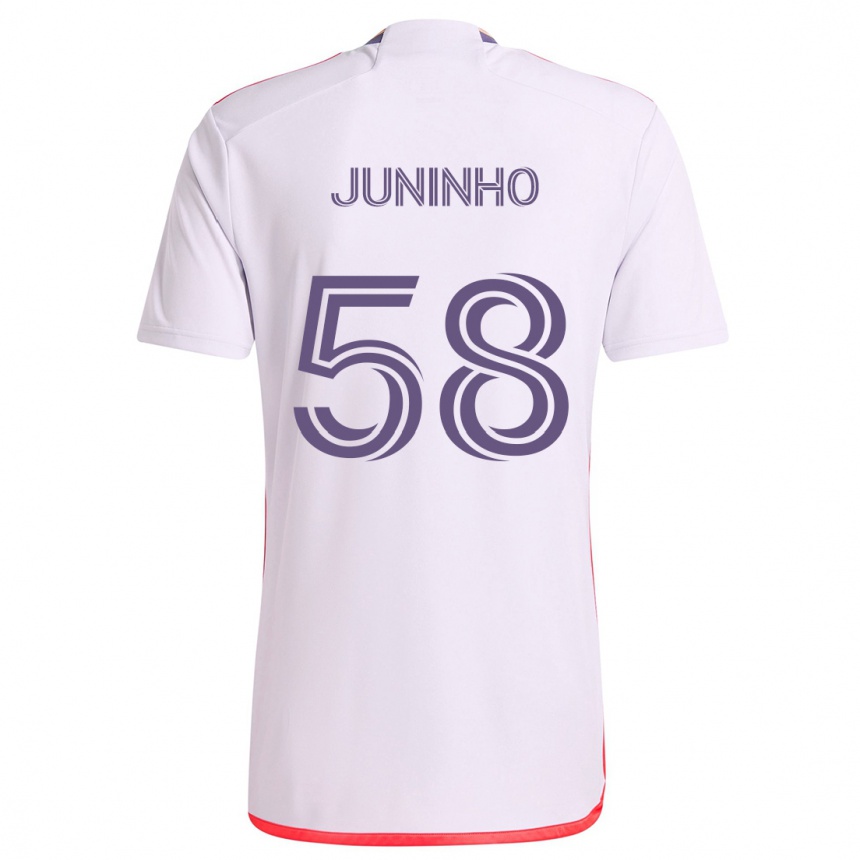 Niño Fútbol Camiseta Juninho #58 Blanco Rojo Púrpura 2ª Equipación 2024/25 Perú