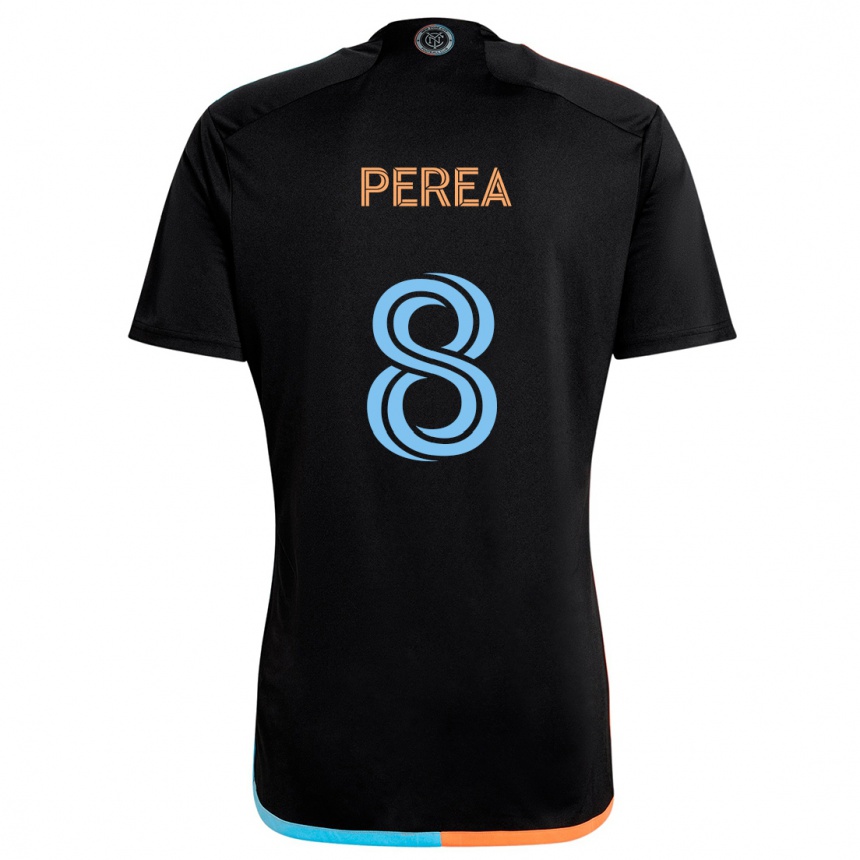 Niño Fútbol Camiseta Andrés Perea #8 Negro Naranja Azul 2ª Equipación 2024/25 Perú