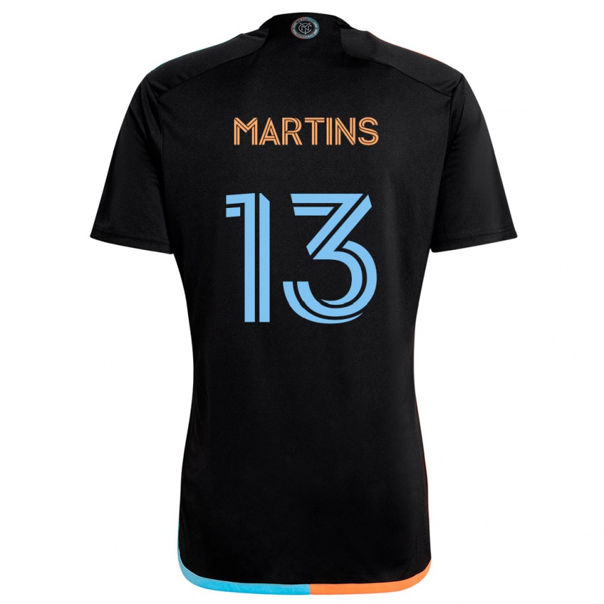 Niño Fútbol Camiseta Thiago Martins #13 Negro Naranja Azul 2ª Equipación 2024/25 Perú