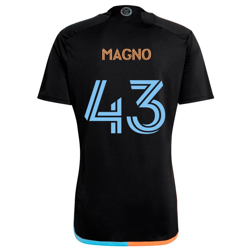 Niño Fútbol Camiseta Talles Magno #43 Negro Naranja Azul 2ª Equipación 2024/25 Perú