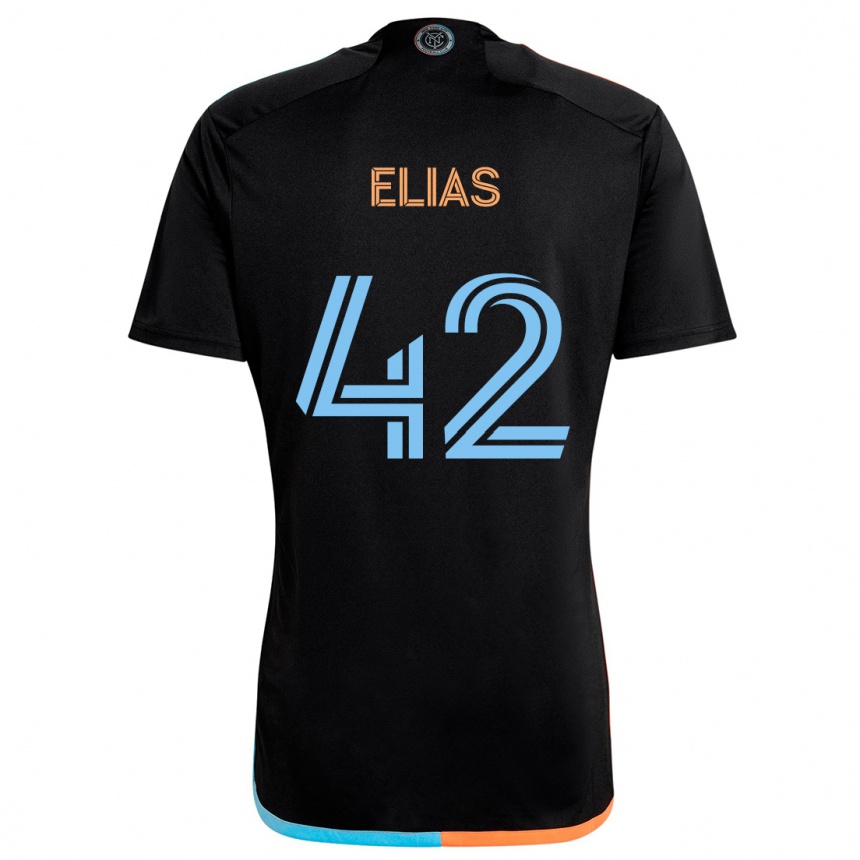 Niño Fútbol Camiseta Piero Elias #42 Negro Naranja Azul 2ª Equipación 2024/25 Perú