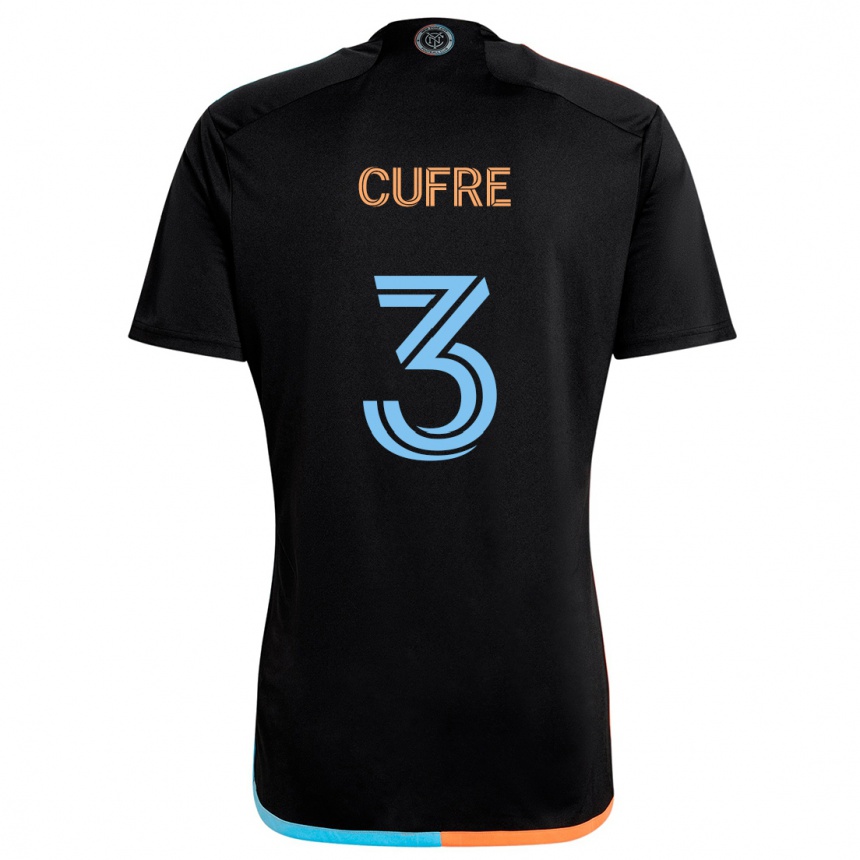 Niño Fútbol Camiseta Braian Cufré #3 Negro Naranja Azul 2ª Equipación 2024/25 Perú