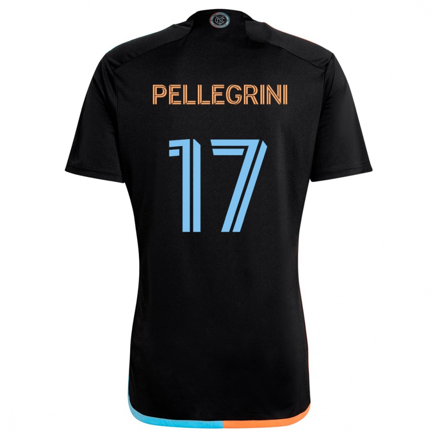 Niño Fútbol Camiseta Matías Pellegrini #17 Negro Naranja Azul 2ª Equipación 2024/25 Perú