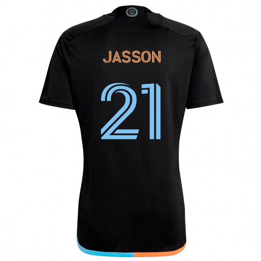 Niño Fútbol Camiseta Andres Jasson #21 Negro Naranja Azul 2ª Equipación 2024/25 Perú