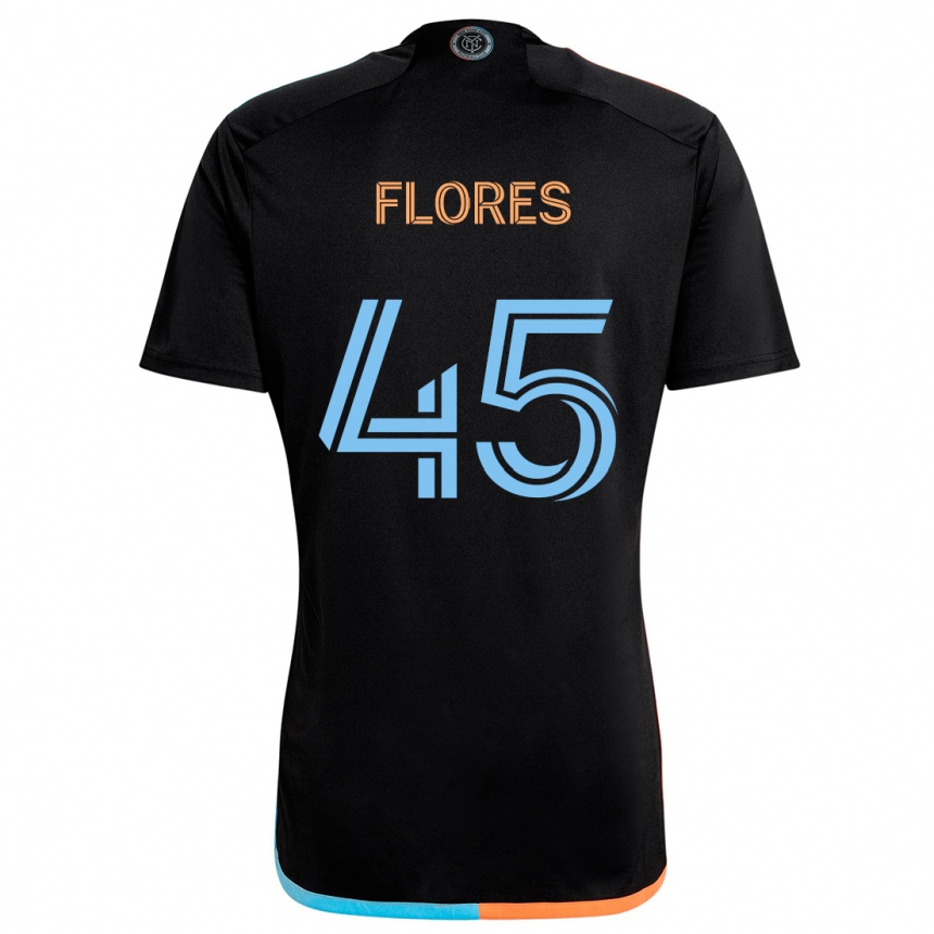 Niño Fútbol Camiseta Brian Flores #45 Negro Naranja Azul 2ª Equipación 2024/25 Perú