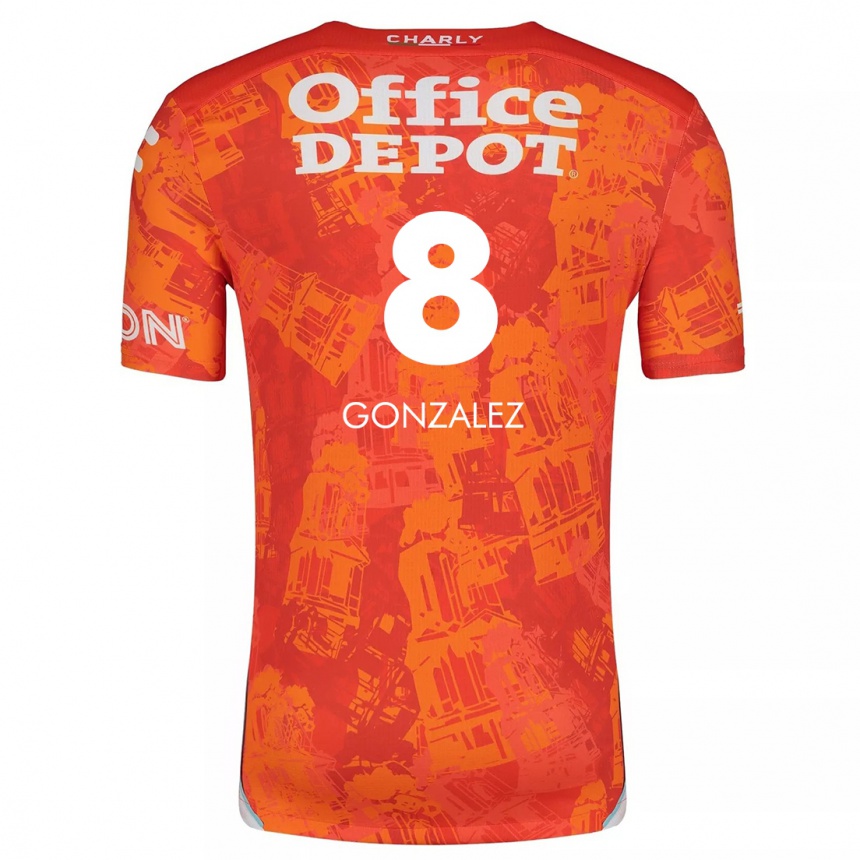 Niño Fútbol Camiseta Bryan González #8 Naranja Blanco 2ª Equipación 2024/25 Perú