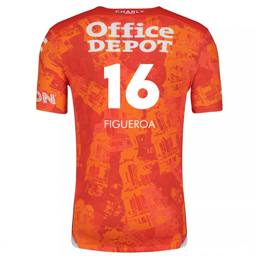 Niño Fútbol Camiseta Antonio Figueroa #16 Naranja Blanco 2ª Equipación 2024/25 Perú