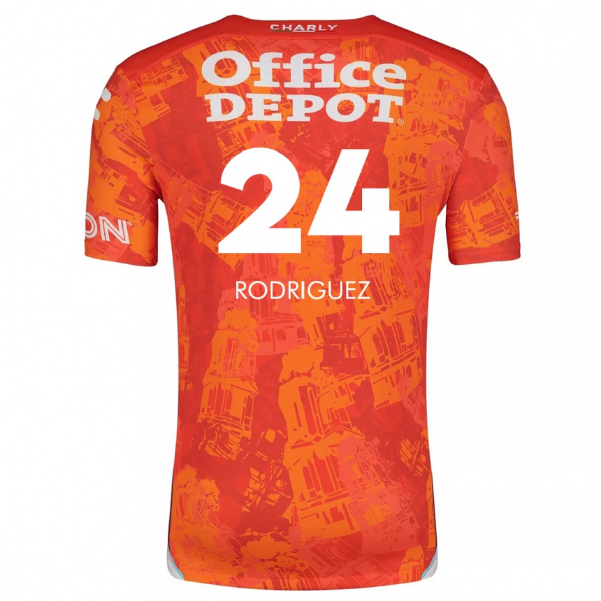 Niño Fútbol Camiseta Luis Rodriguez #24 Naranja Blanco 2ª Equipación 2024/25 Perú