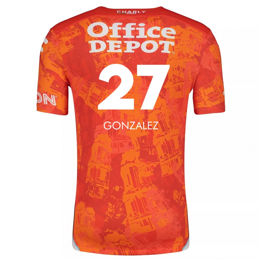 Niño Fútbol Camiseta Owen González #27 Naranja Blanco 2ª Equipación 2024/25 Perú