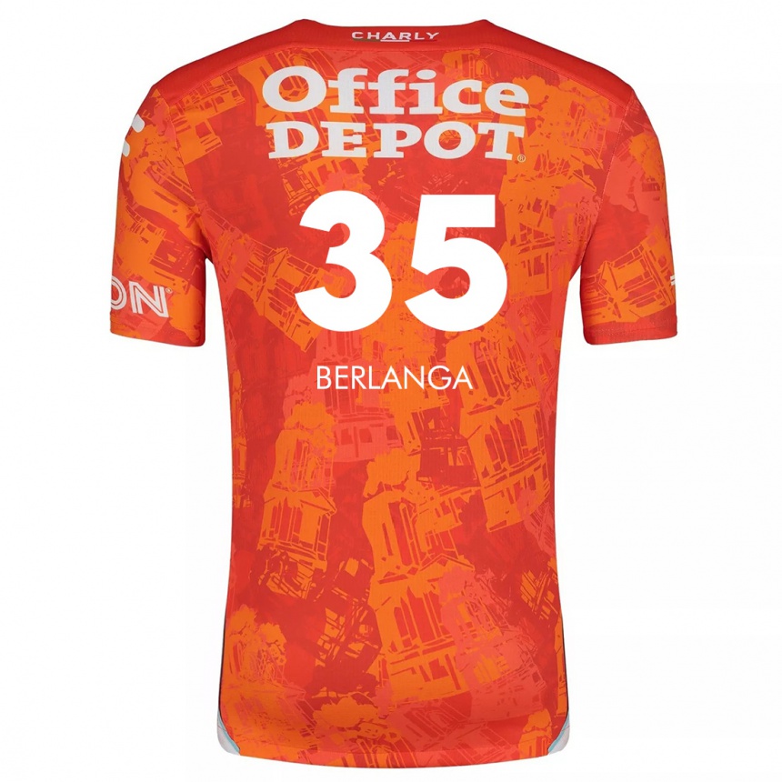 Niño Fútbol Camiseta Jorge Berlanga #35 Naranja Blanco 2ª Equipación 2024/25 Perú