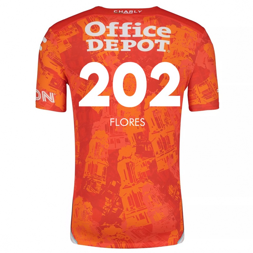 Niño Fútbol Camiseta Luis Flores #202 Naranja Blanco 2ª Equipación 2024/25 Perú