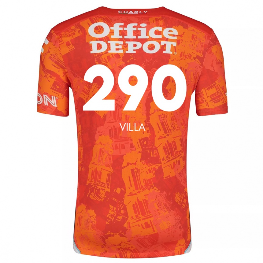 Niño Fútbol Camiseta Adrián Villa #290 Naranja Blanco 2ª Equipación 2024/25 Perú