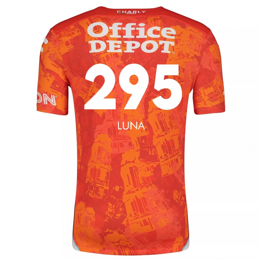 Niño Fútbol Camiseta Irving Luna #295 Naranja Blanco 2ª Equipación 2024/25 Perú