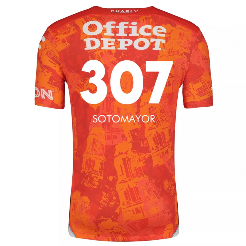 Niño Fútbol Camiseta Jacob Sotomayor #307 Naranja Blanco 2ª Equipación 2024/25 Perú