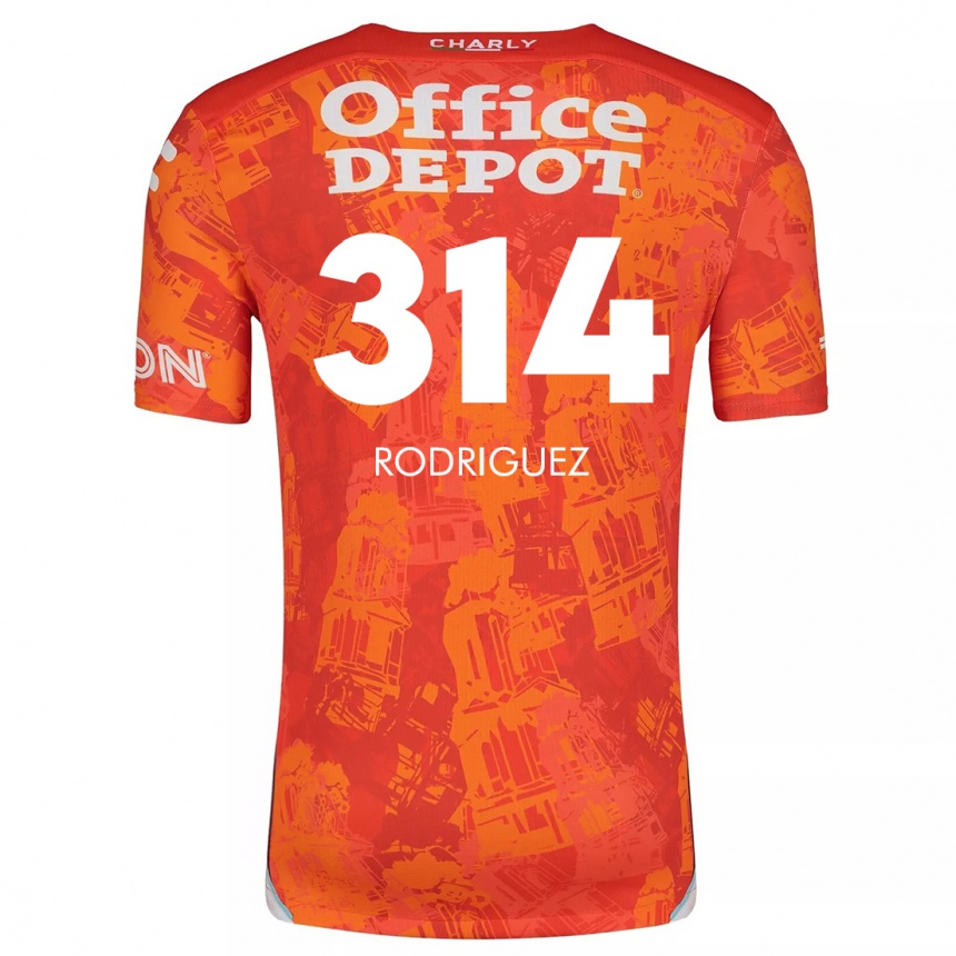 Niño Fútbol Camiseta Alan Rodríguez #314 Naranja Blanco 2ª Equipación 2024/25 Perú