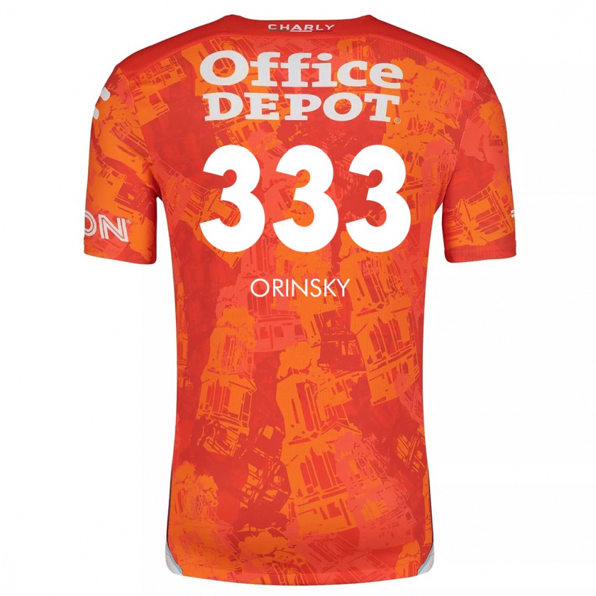 Niño Fútbol Camiseta Edson Orinsky #333 Naranja Blanco 2ª Equipación 2024/25 Perú