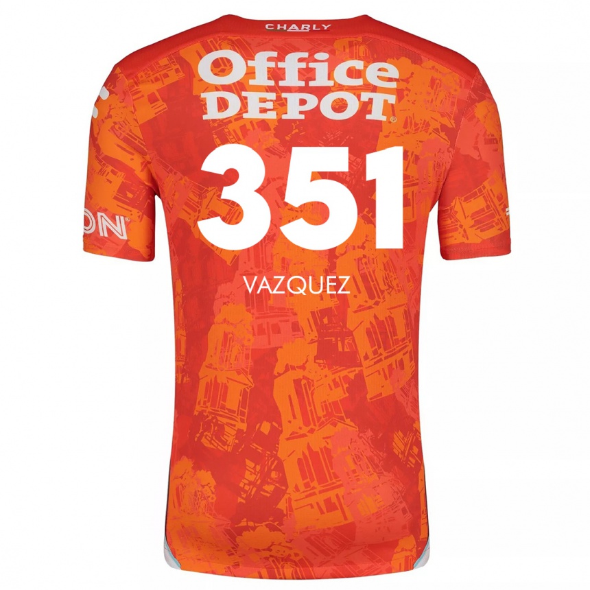 Niño Fútbol Camiseta Maximo Vázquez #351 Naranja Blanco 2ª Equipación 2024/25 Perú