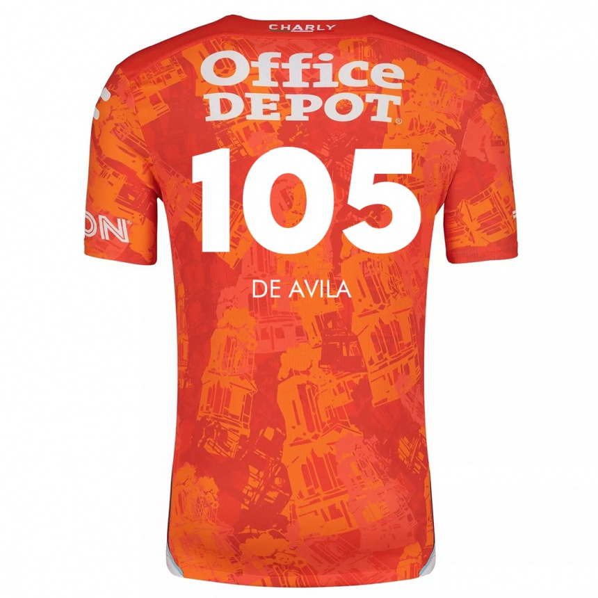 Niño Fútbol Camiseta José De Ávila #105 Naranja Blanco 2ª Equipación 2024/25 Perú