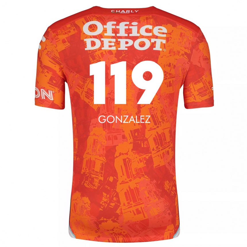 Niño Fútbol Camiseta Juan González #119 Naranja Blanco 2ª Equipación 2024/25 Perú