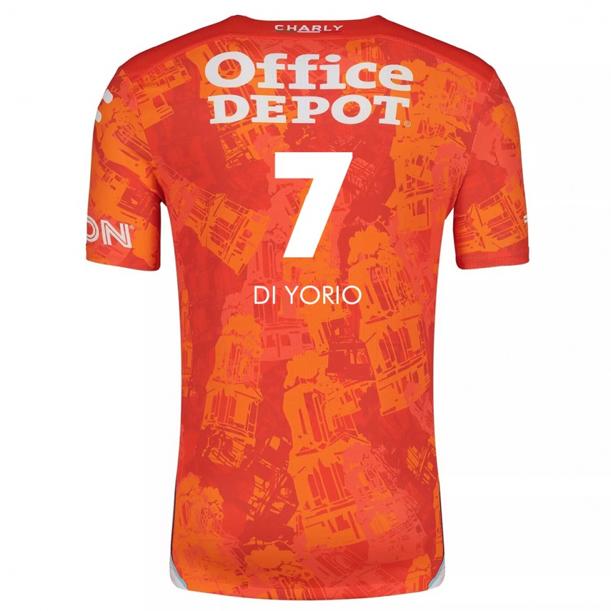 Niño Fútbol Camiseta Lucas Di Yorio #7 Naranja Blanco 2ª Equipación 2024/25 Perú