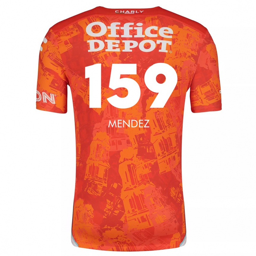 Niño Fútbol Camiseta Daniel Méndez #159 Naranja Blanco 2ª Equipación 2024/25 Perú